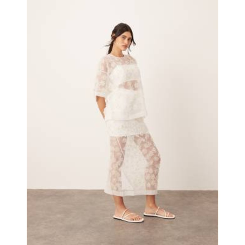 ARRANGE 3D daisy sheer column maxi skirt – part of a set