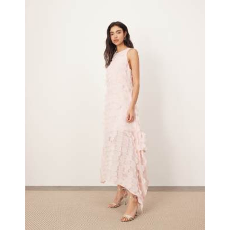 ARRANGE laser cut drop waist maxi dress with square cut skirt in pink