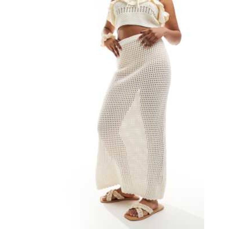 Cotton On maxi shift skirt in ecru crochet – part of a set