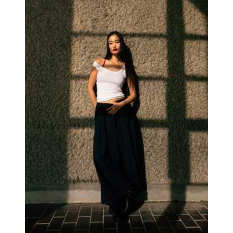 Topshop technical fabric full maxi skirt in black