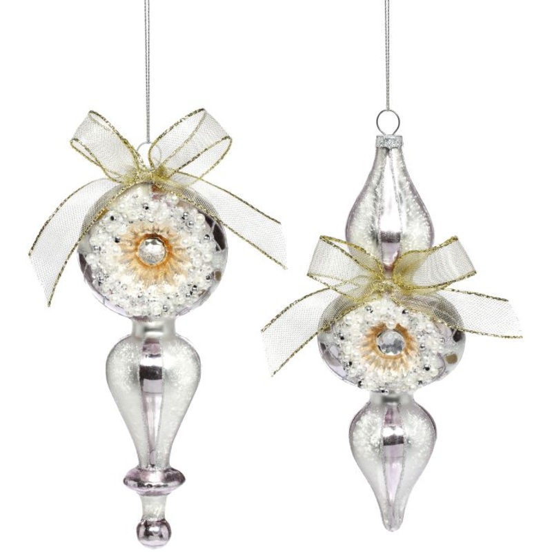 Vintage Pearl Finial Ornament, Assortment of 2 – 7-8 Inches