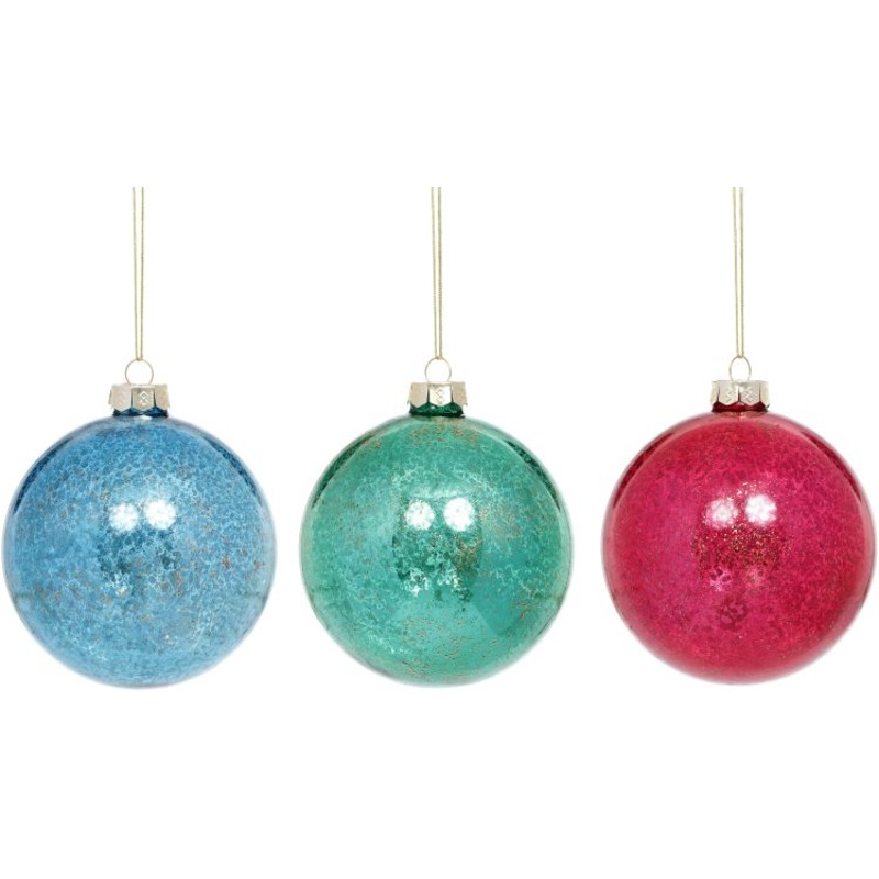Crackled Ball Ornament, Assortment of 3 – 4 Inches, Set of 6