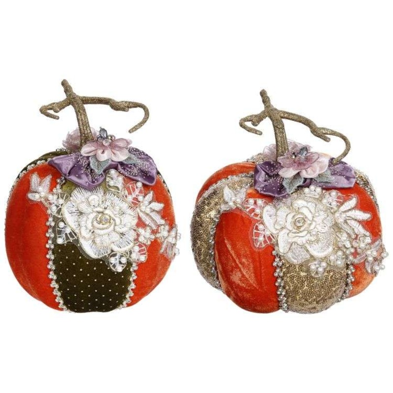 Elegant Pumpkin, Assortment of  2-  7-7.5 Inches, Set of 2