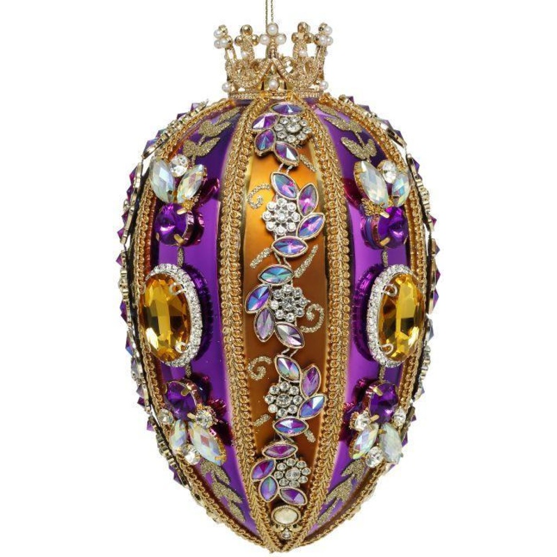 Faberge Jewel Egg Ornament , Copper/Purple – 7.5 Inches