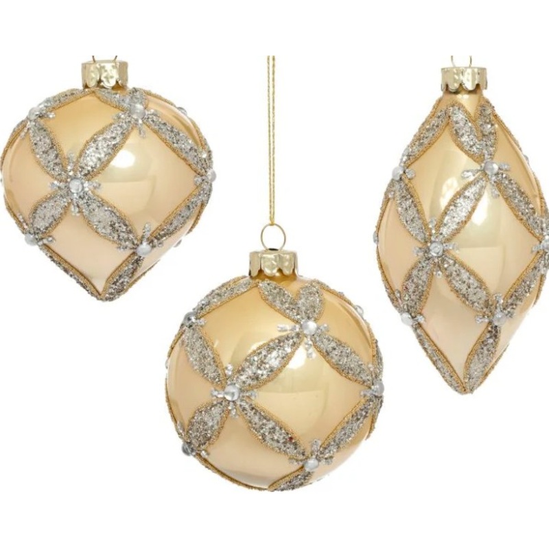 Fancy Diamond Ornaments, Assortment of 3 – 3-4 Inches, Set of 6, 78-59540 , Mark Roberts