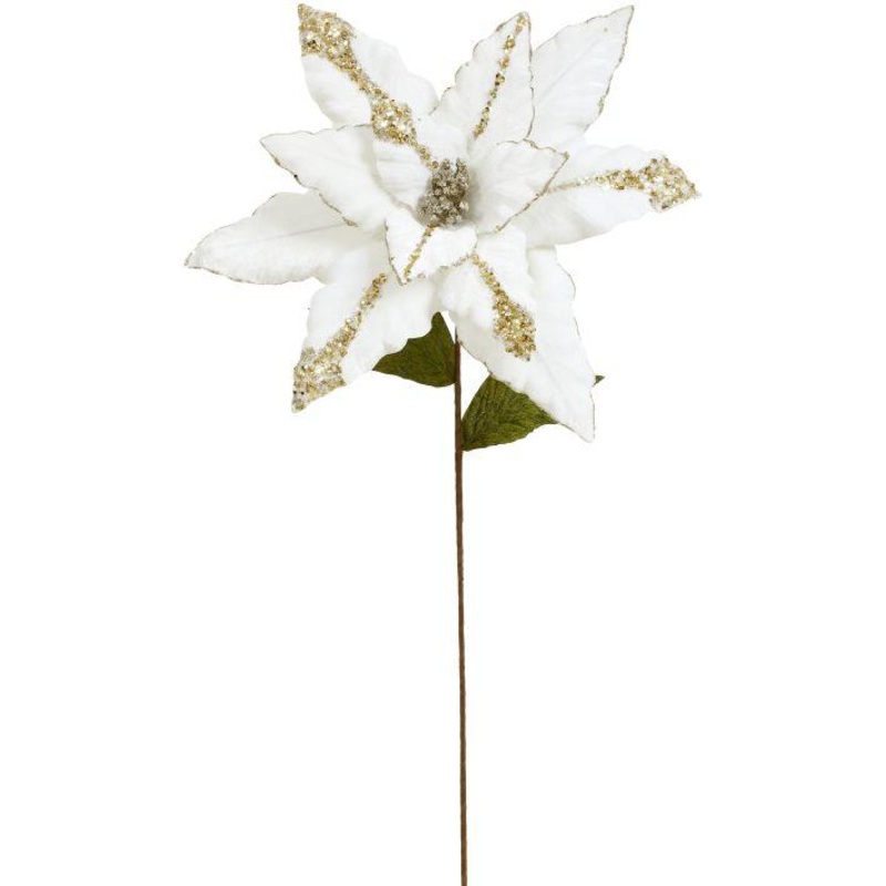 Icy Poinsettia Stem – 28 Inches