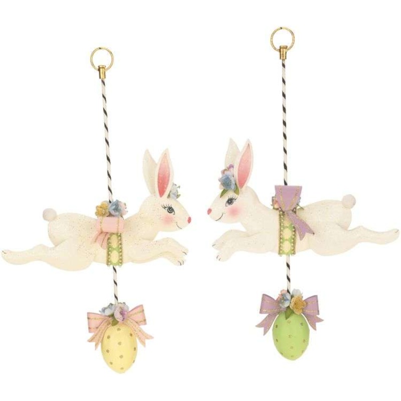 Hanging Carousel Rabbit Decor, Set of 2 – 17 Inches