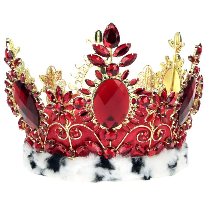 Jeweled Queen Crown, Red – 7.5 Inches