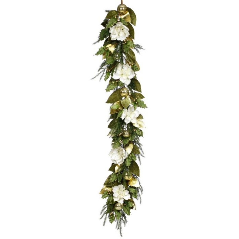 Glittered Magnolia Garland – 72 Inches