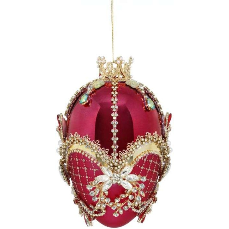 Faberge Jewel Egg Ornament, Red Raspberry – 7 Inches