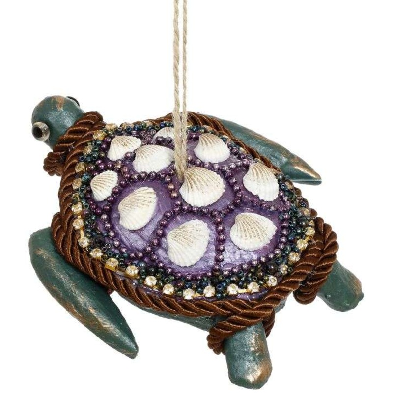 Turtle With Seashells Ornament – 5.5 Inches, Set of 6