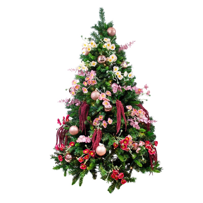 Floral Christmas Tree Dcor Set 2.4m | Poppies & Dusty Pinks