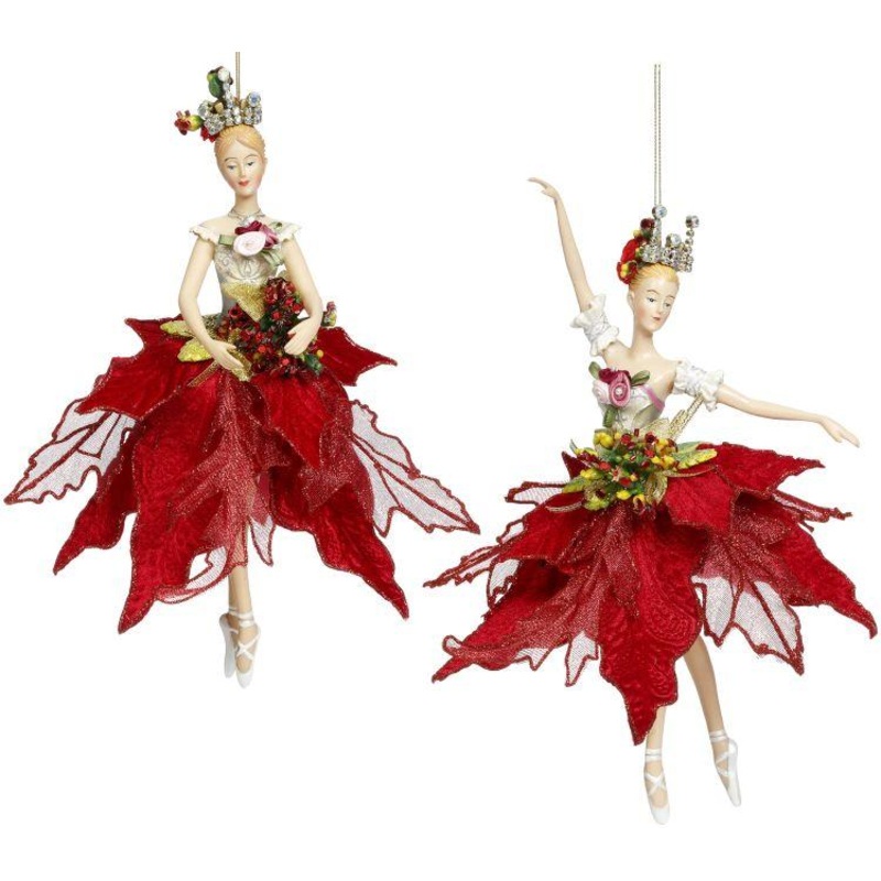 Ballerina Ornaments, Red, Assortment of 2 – 10 Inches
