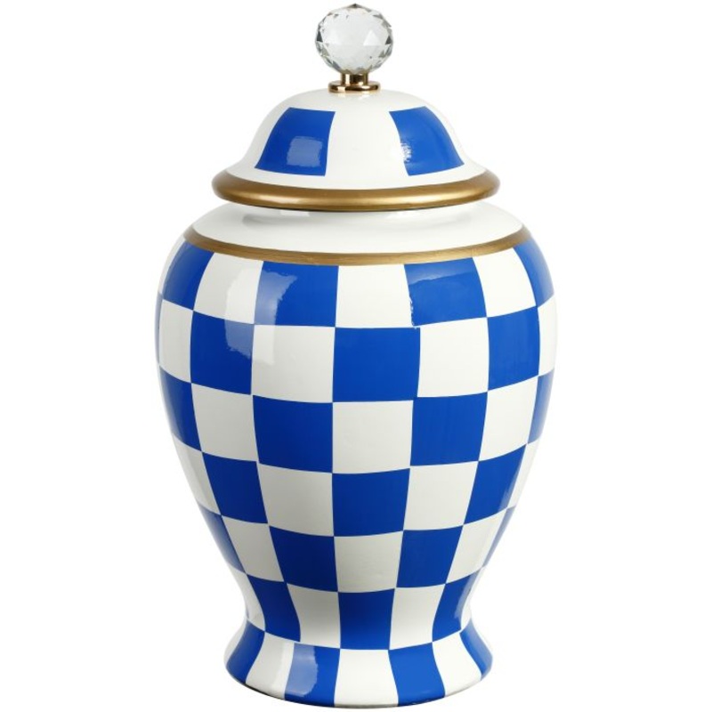 Checkered Urn with Lid, Large – 15 inches
