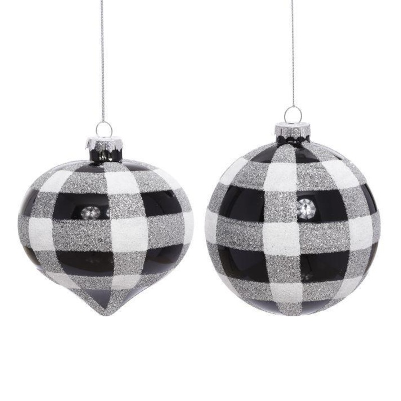 Gingham Plaid Ornament, Assortment of 2 -4 Inches