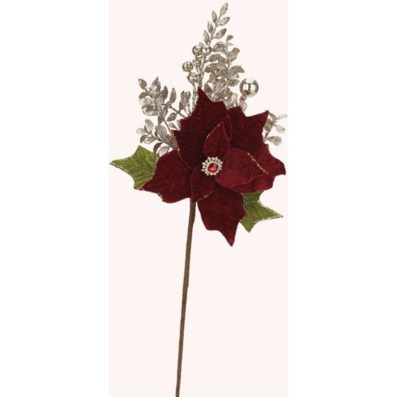 Mulit Jeweled Poinsettia Spray – 26 Inches, Set of 6