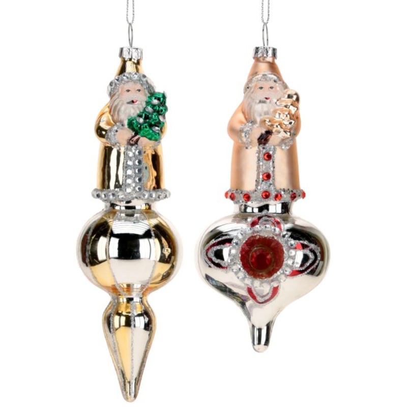 Santa With Christmas Tree Ornament, Assortment of 2 – 6-7 Inches