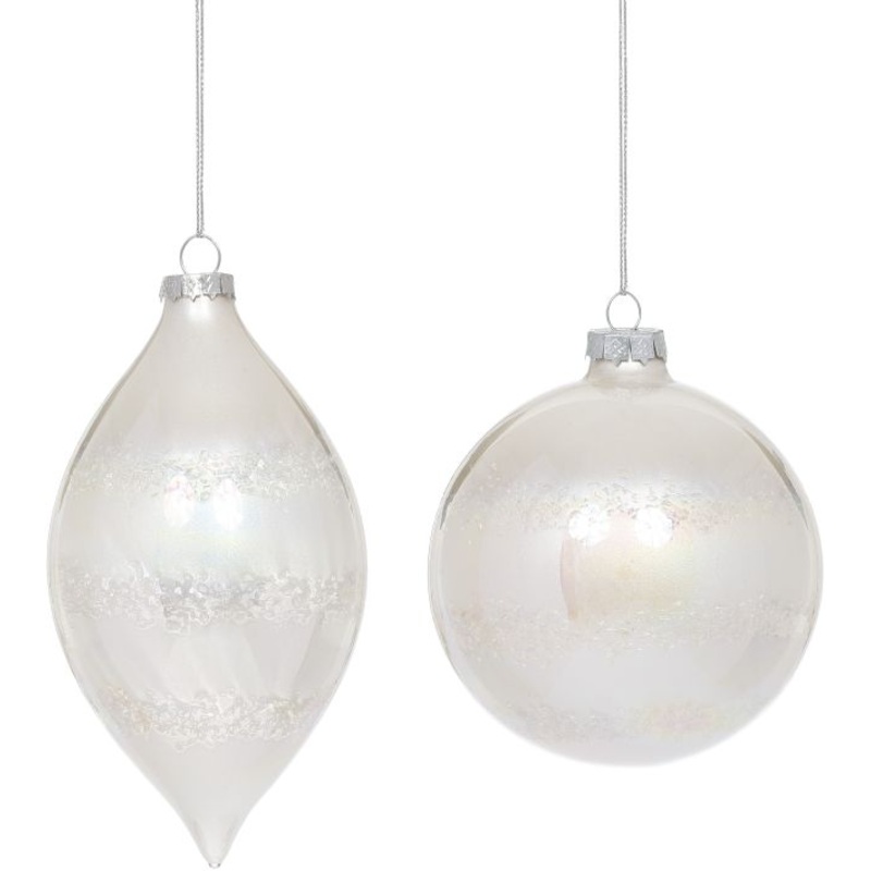 Frosted Ornament, Assortment of 2 – 4 Inches, Set of 6