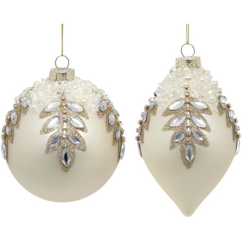 Jeweled and Pearlized Ornament, Assortment of 2 -, Set of 6