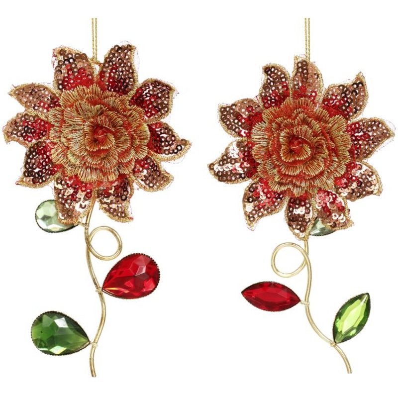 Jeweled Sunflower Ornament, Assortment of 2 – 5 Inches