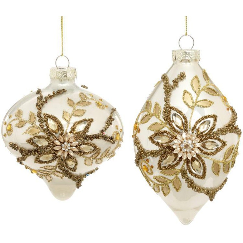 Floral Jeweled Ornament, Assortment of  2 –