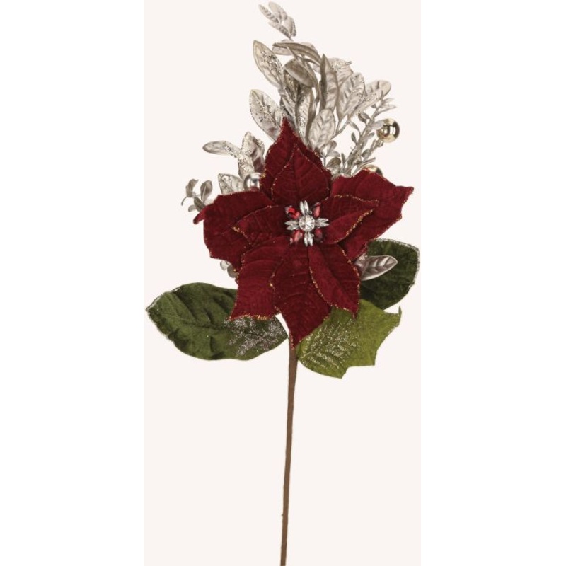 Mulit Jeweled Poinsettia Spray – 21 Inches, Set of 4