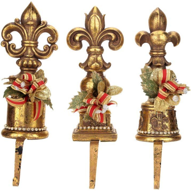 Jeweled Fleur de Lis Stockingholder – 13 Inches, Assortment Of 3