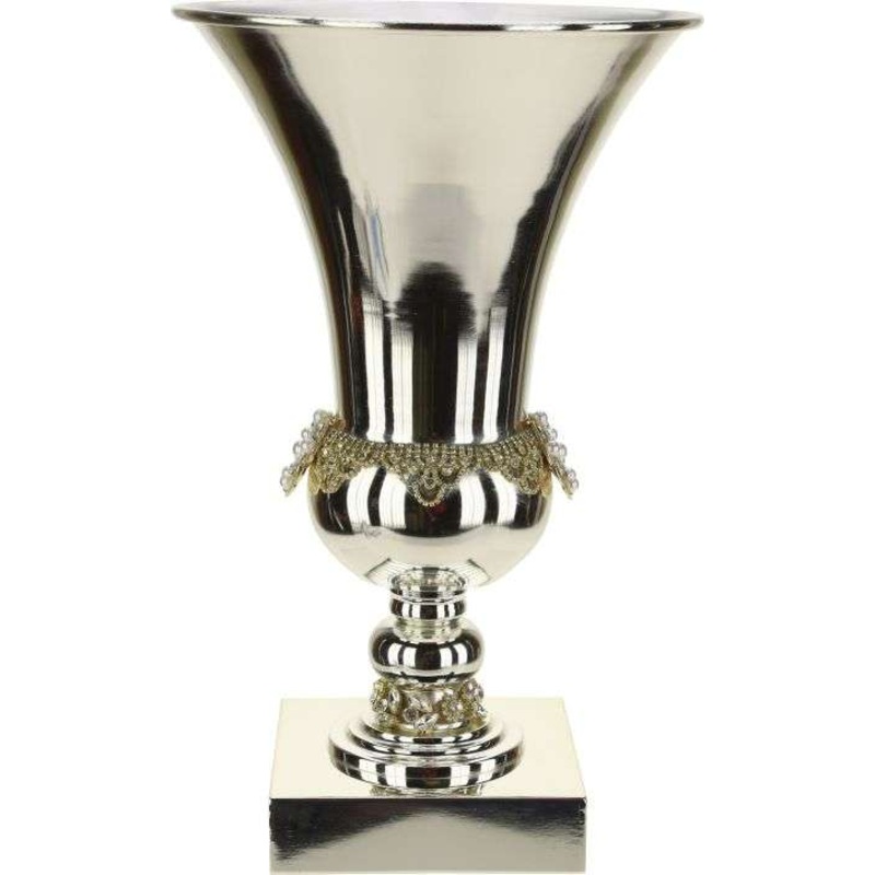 Jeweled Pedestal Urn – 16 Inches