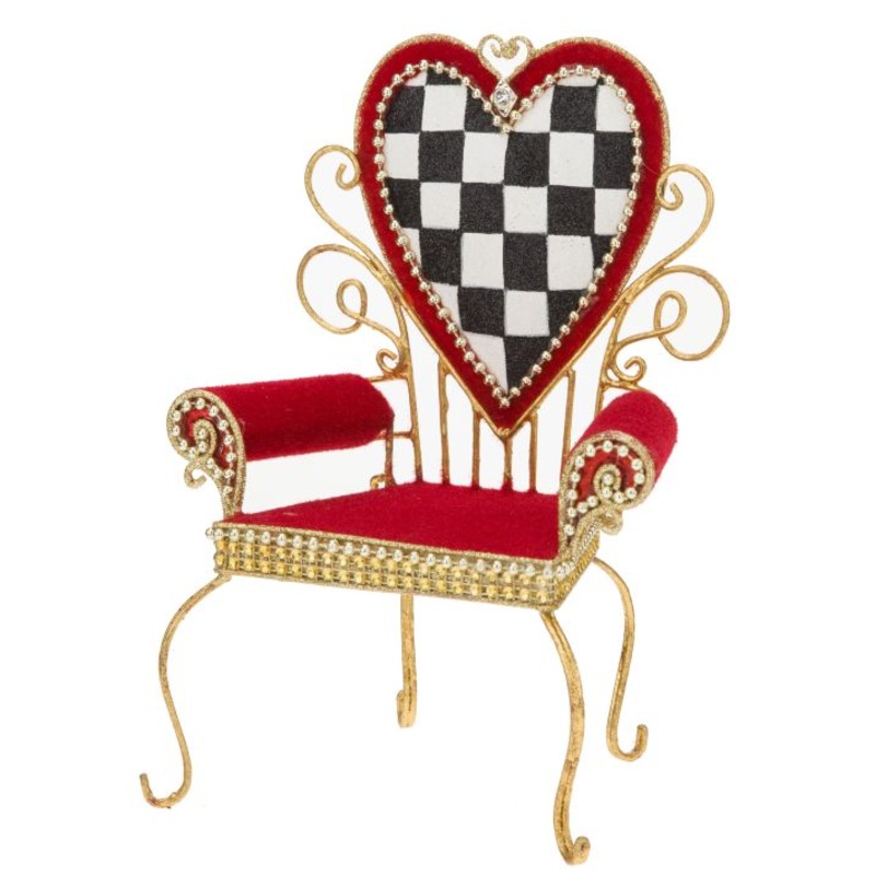 Fairy and Elf Sized Red, Black and White Heart Chair 9.5″ – FREE SHIPPING
