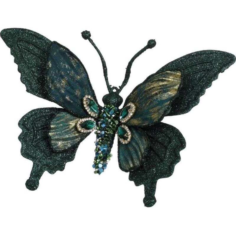Glittered Jeweled Butterfly Clip Peacock 7″ – FREE SHIPPING