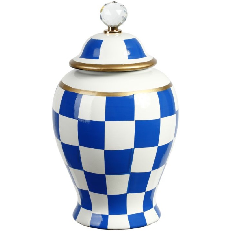 Checkered Urn with Lid, Medium – 13 Inches