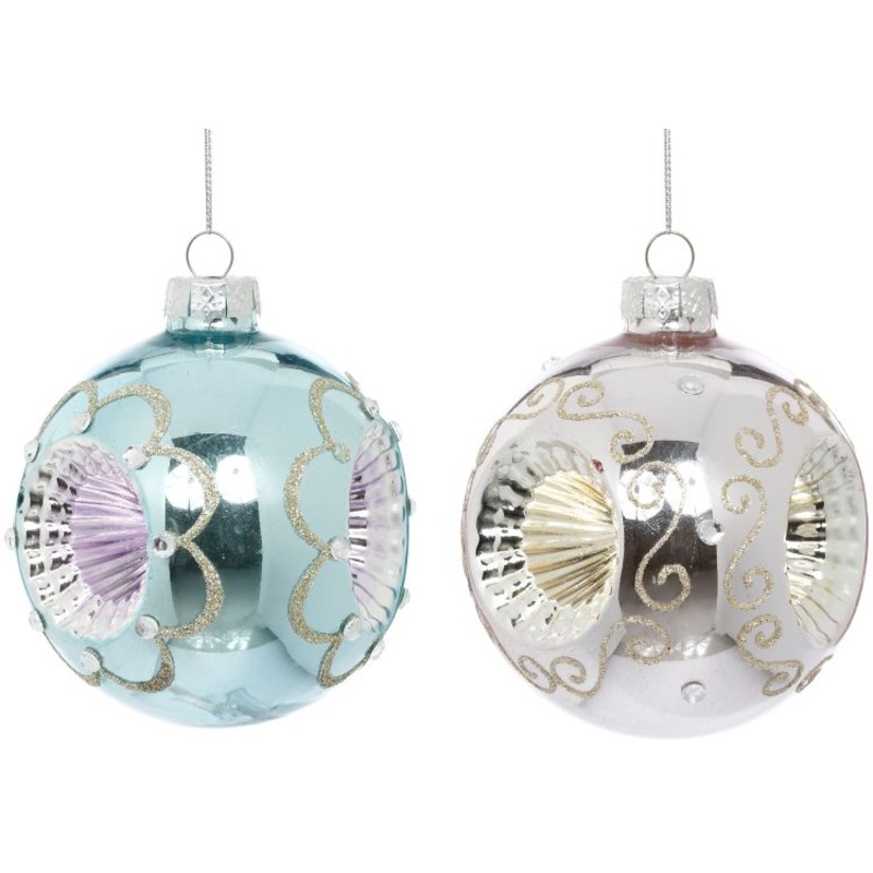 Retro Ball Ornament, Assortment of 2 – 4 Inches