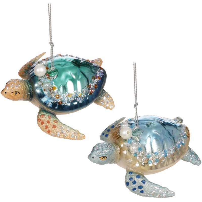 Fancy Turtle Ornament, Assortment of 2 – 4 x 1.5 Inches