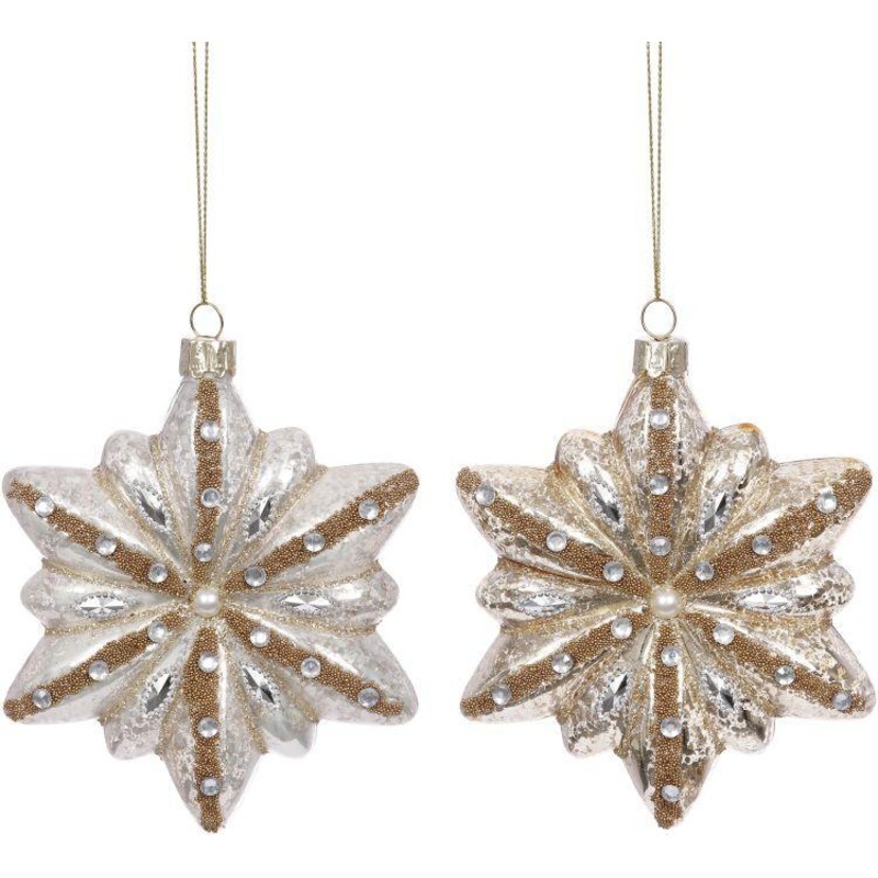 Glittered Star Ornament, Assortment of 2 – 4 Inches