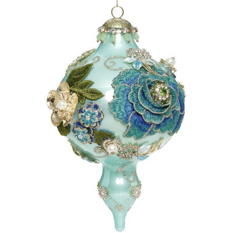 Kings Jewel Extra Fancy Finial Ornament, Turquoise- 9 Inches