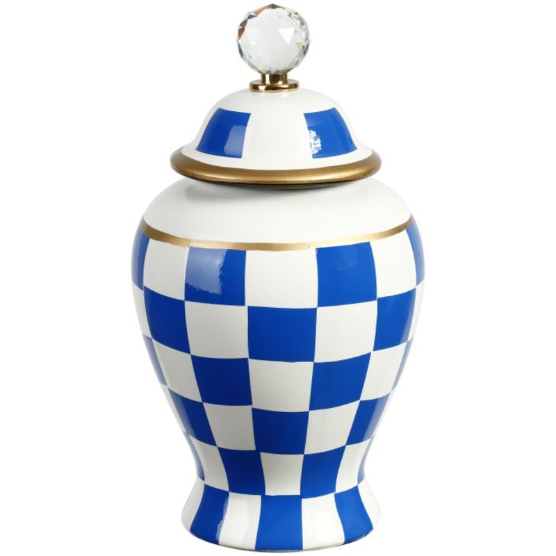 Checkered Urn with Lid, Small – 11.5 Inches