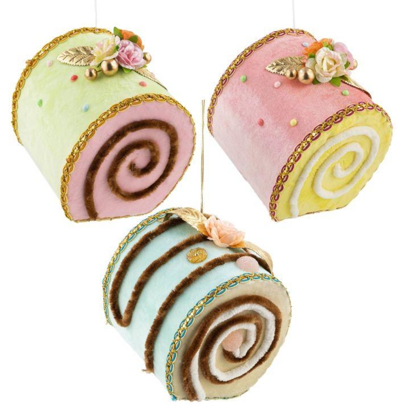 Swiss Roll Ornament, Assortment of 3 – 5.5-6 Inches