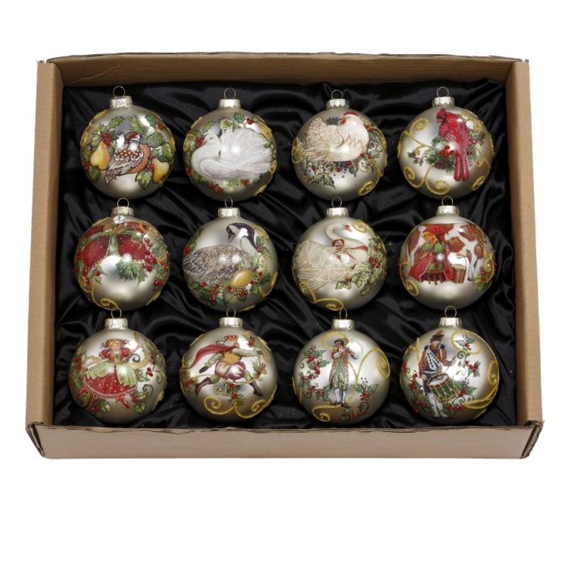12 Days of Christmas Ornament, Box of 12 – 4.5 Inches