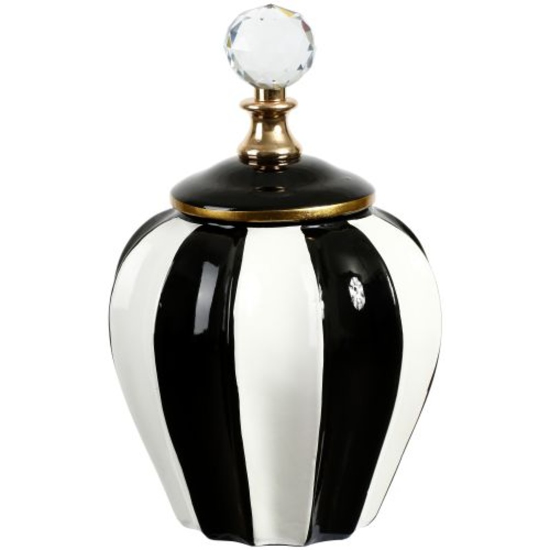 CLASSIC STRIPE VASE W/ LID,SM10”