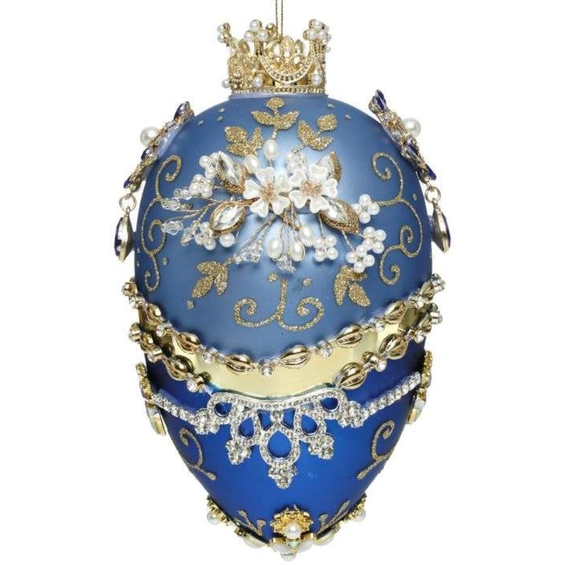 Faberge Jewels Egg ORN BLUE 7.5″