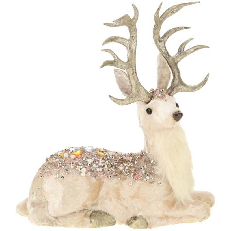 Laying Jeweled Deer, Large -11 Inches