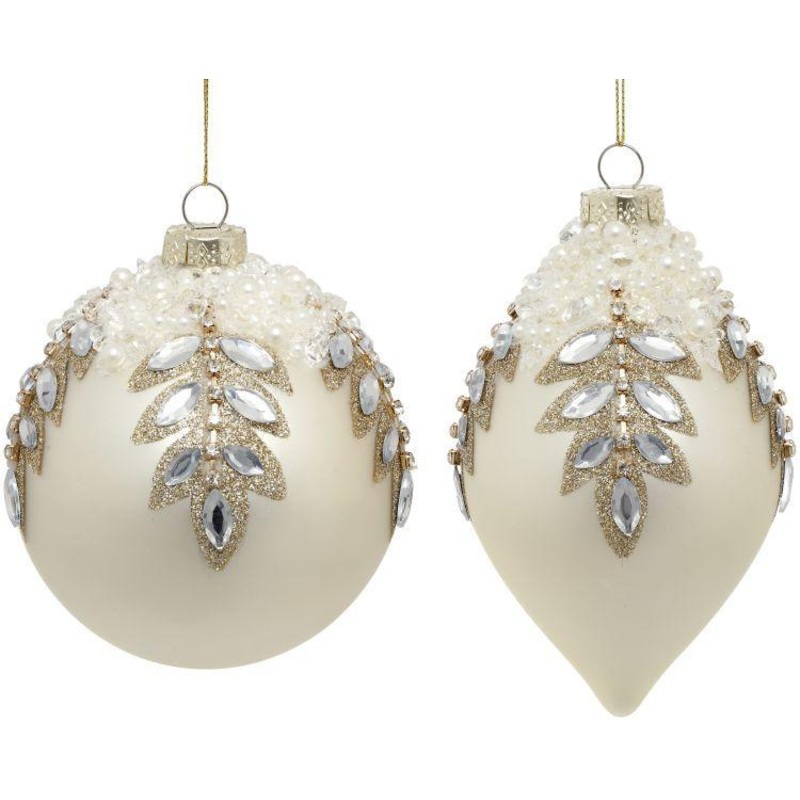 Jeweled and Pearlized Ornament, Assortment of 2 –