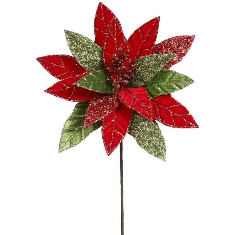 Glitter Poinsetta – 12 Inches, Set of 12