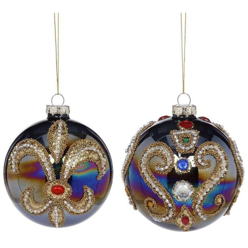 2 Fleur De Lis Ball Ornaments 4 Inches Free Shipping