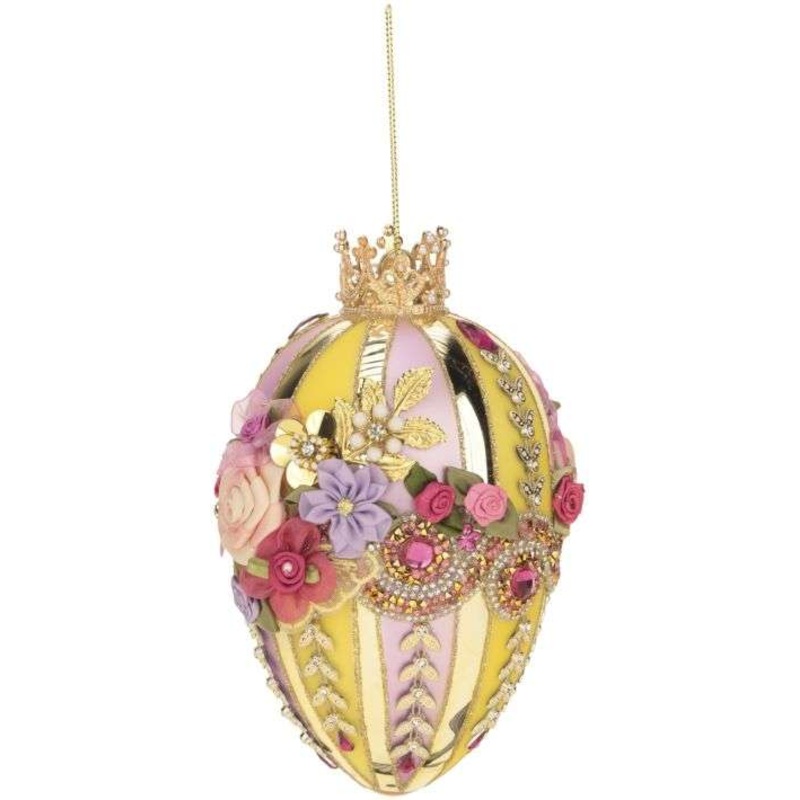 Faberge Jewel Easter Egg, Yellow/Lavender – 7 Inches