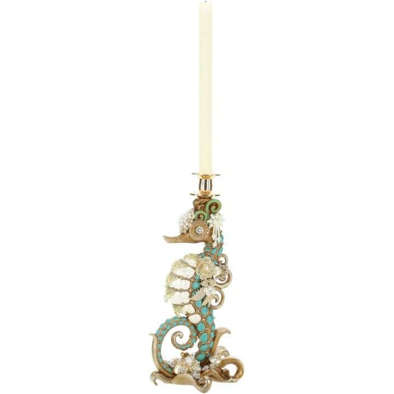 Jeweled Seahorse Finial Candleholder – 15 Inches