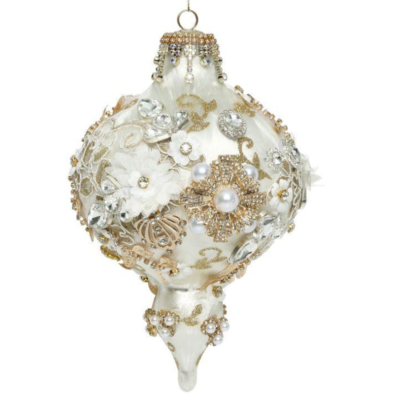Kings Jewel  Extra Fancy Finial Ornament, Ivory – 8 Inches