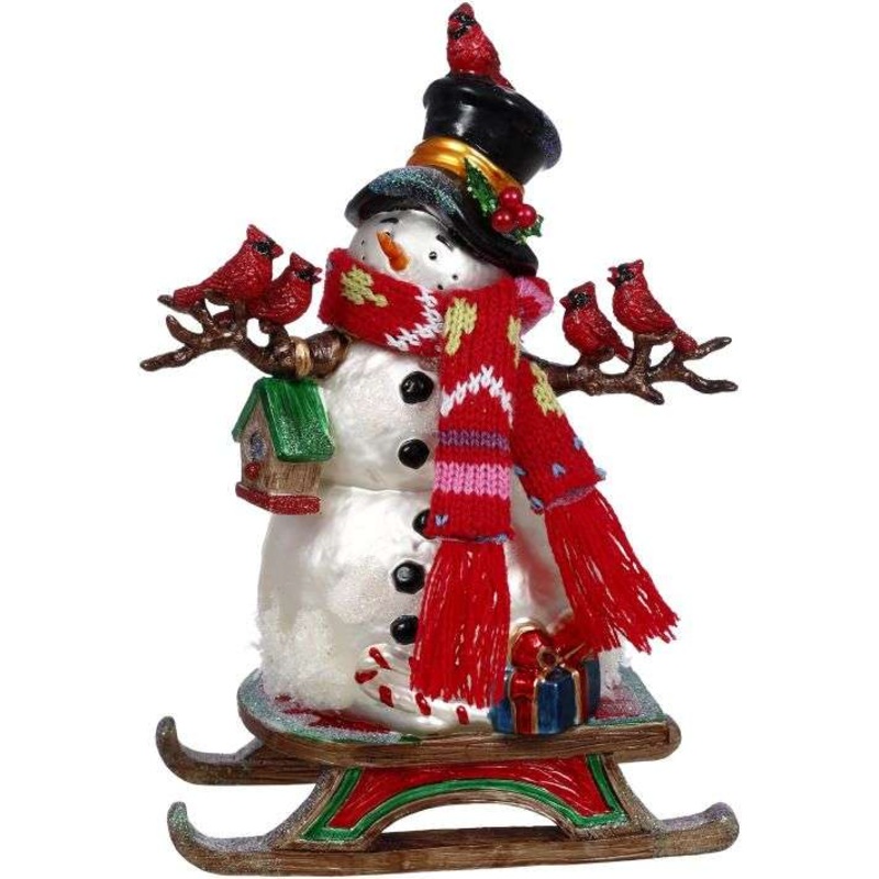 Snowman on Sled Tablepiece – 8 Inches