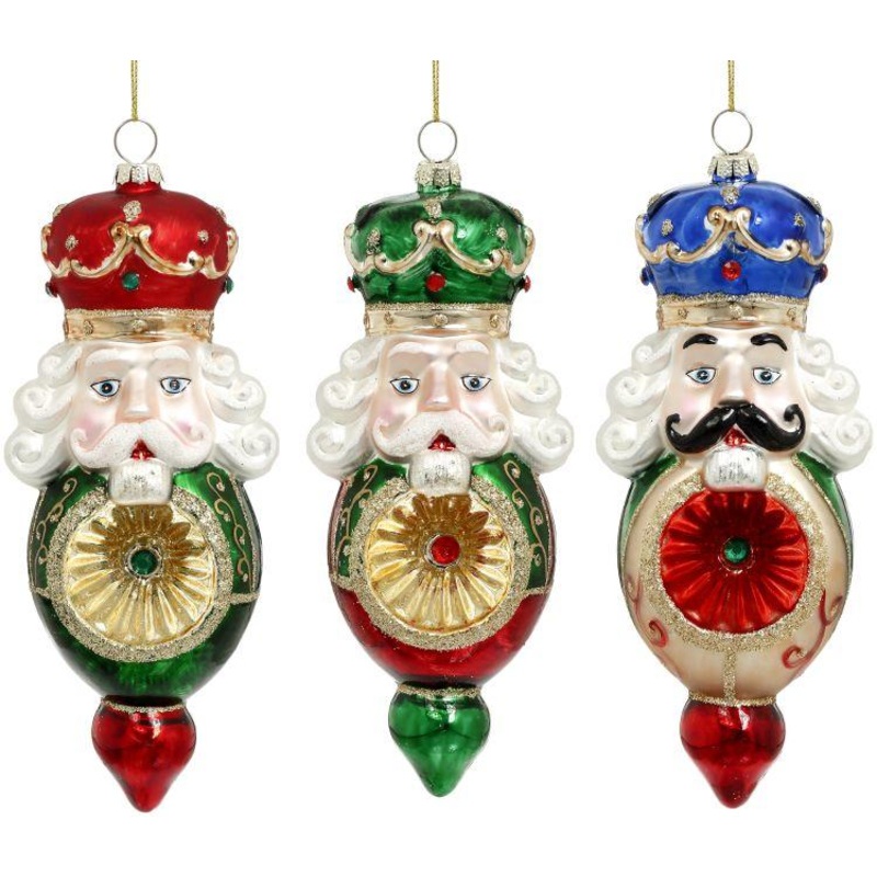 Crowned Nutcrtacker Ornament, Assortment of 3 – 7 Inches