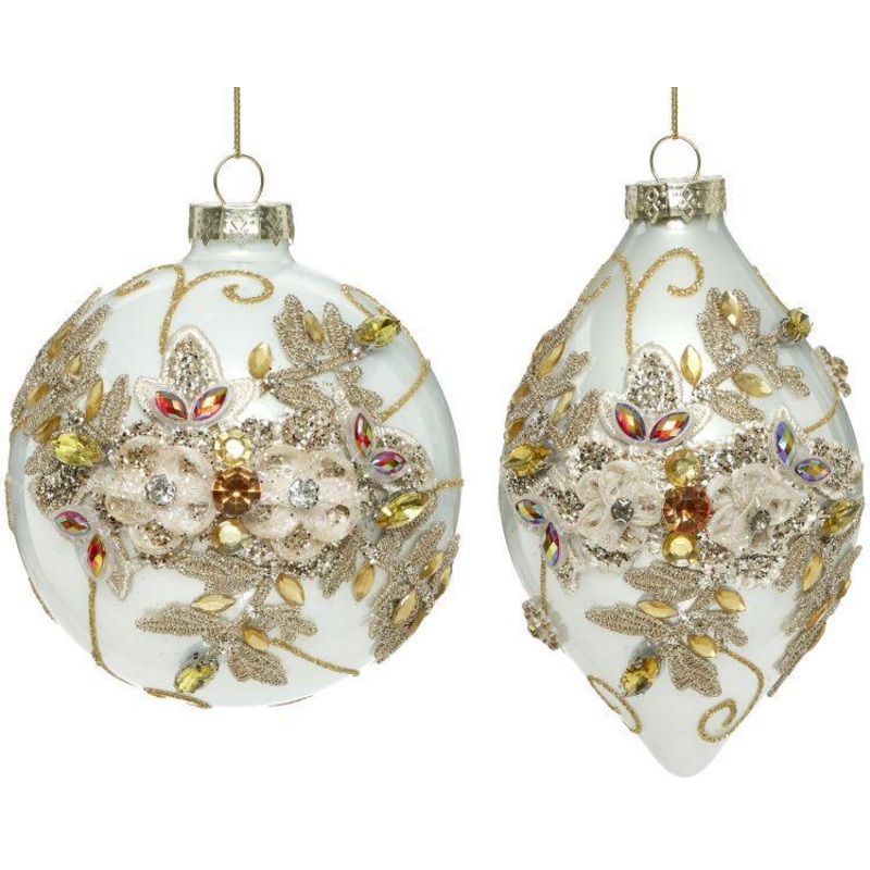 Floral Jeweled Ornament, Assortment of 2